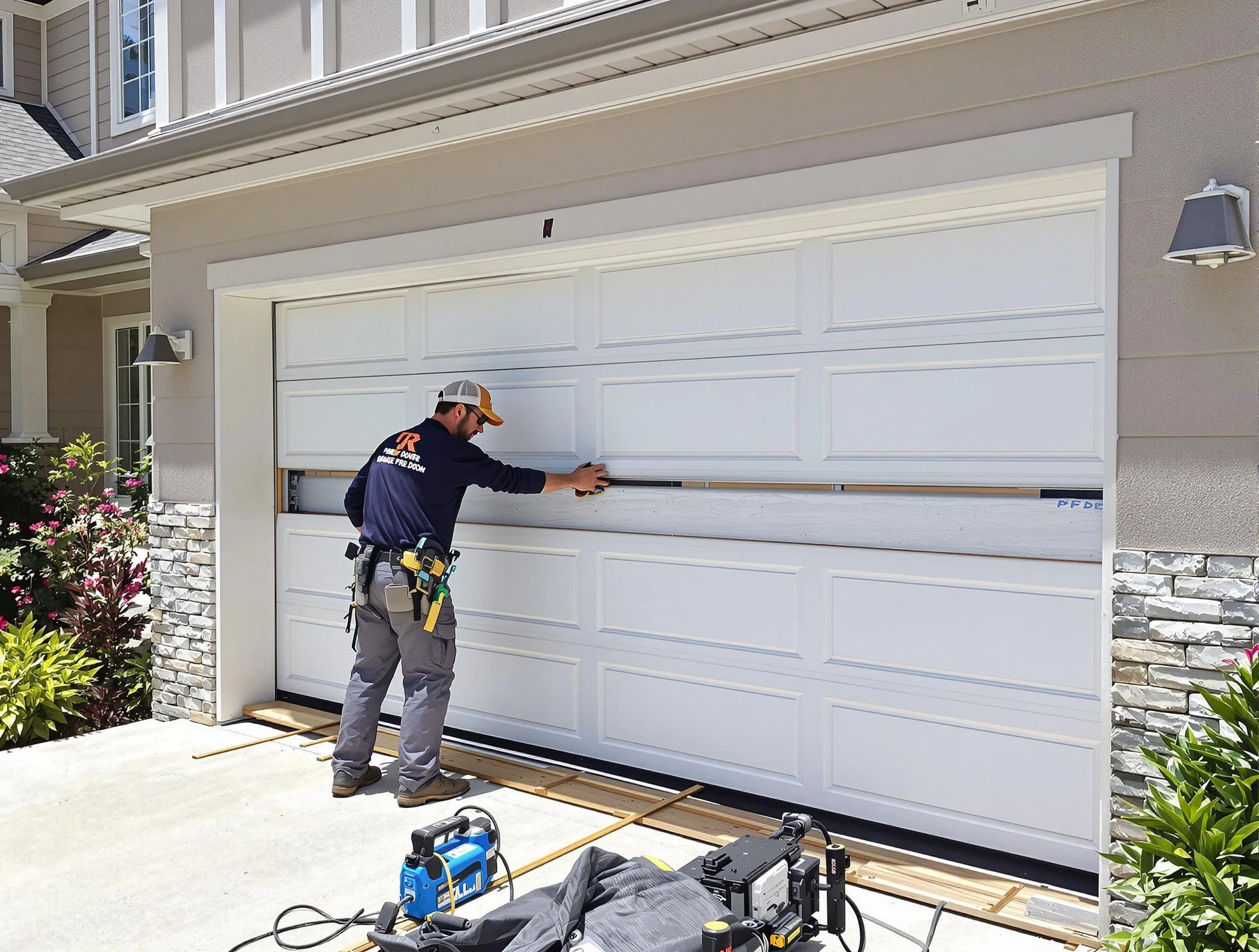 Blackwells Mills Garage Door Repair team performing complete garage door replacement at Blackwells Mills residence