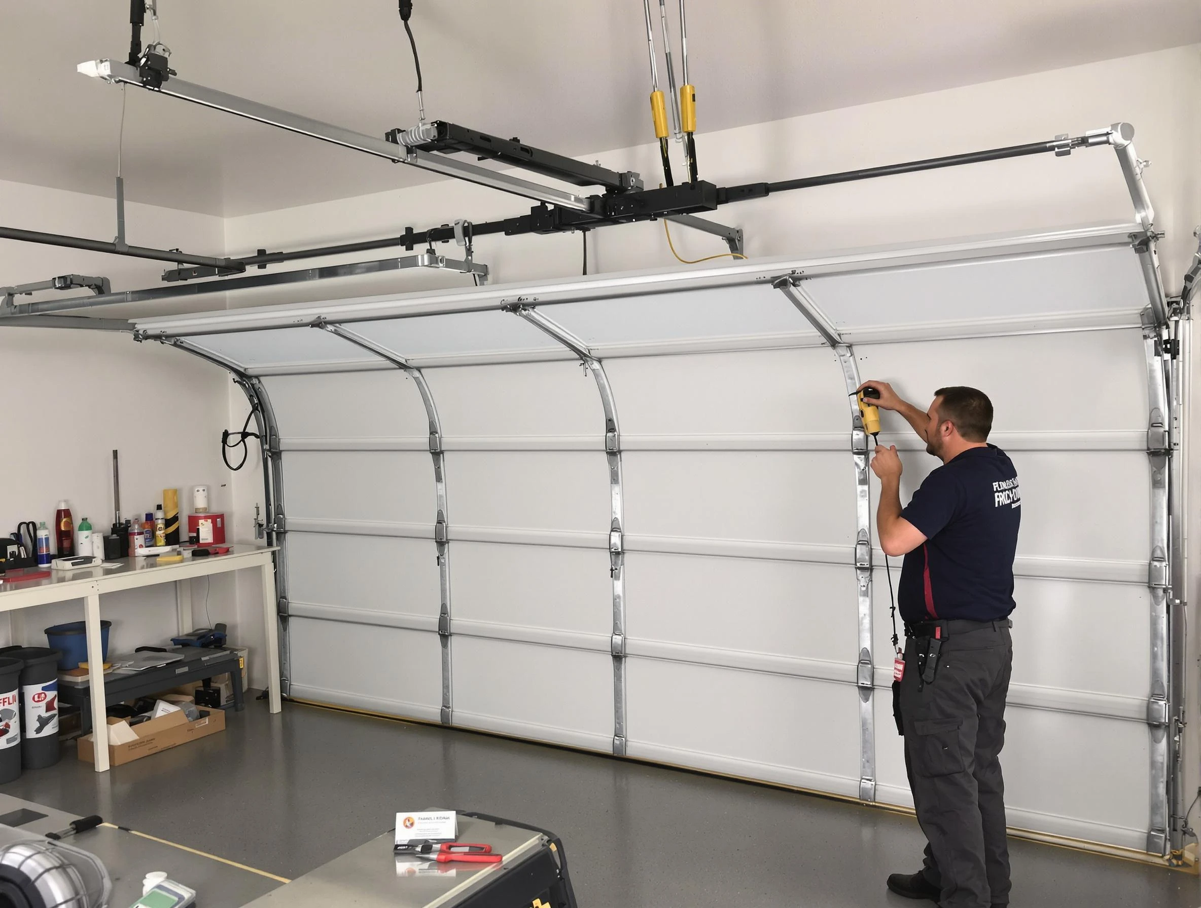 Blackwells Mills Garage Door Repair certified technician performing overhead door system repair in Blackwells Mills