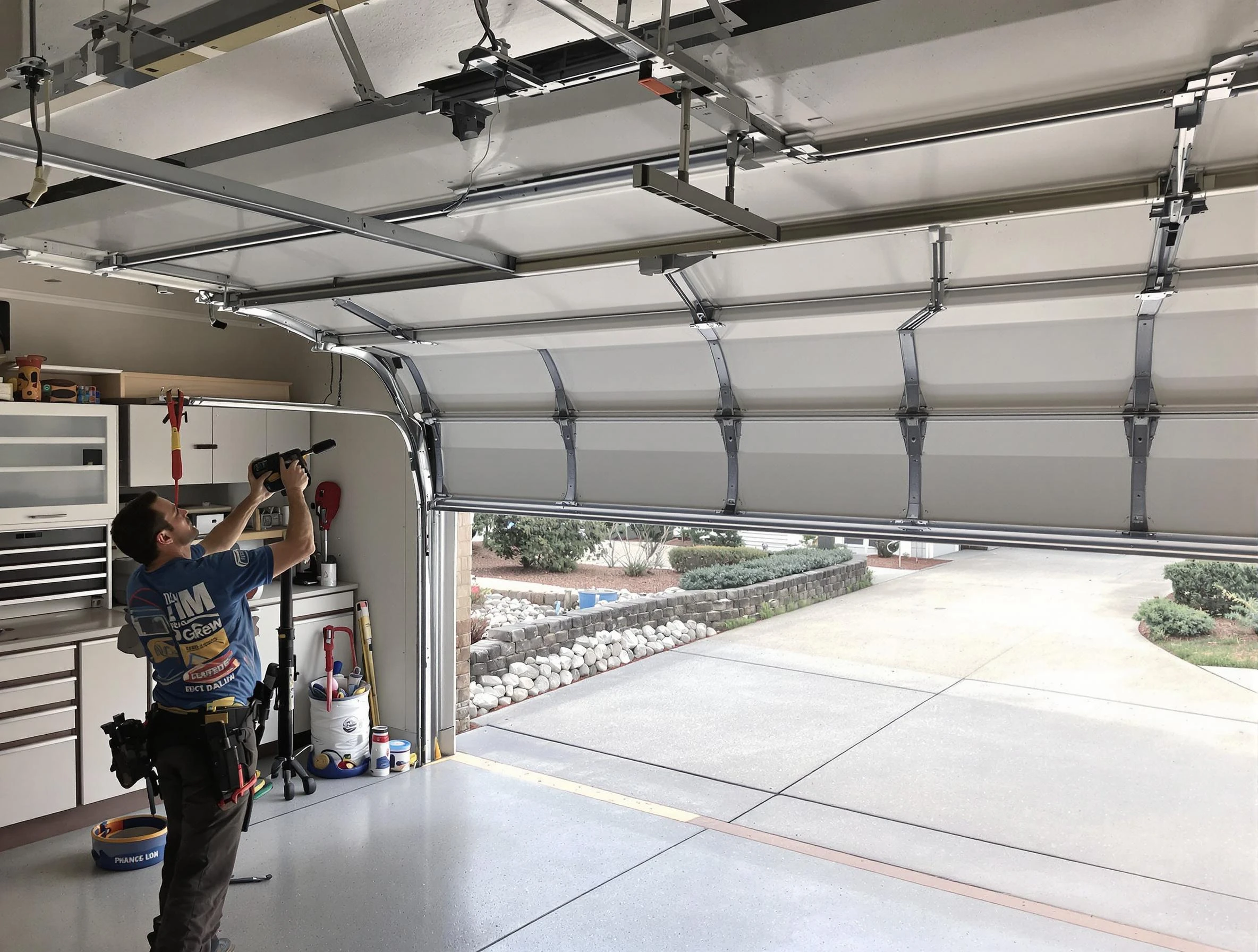 Garage door track repair service by Blackwells Mills Garage Door Repair in Blackwells Mills